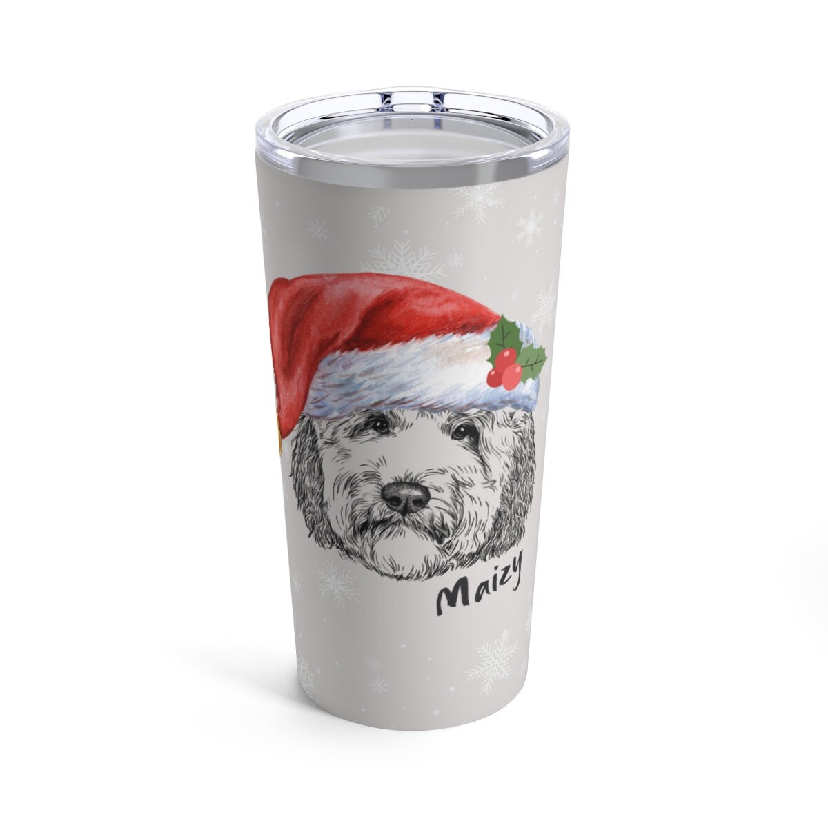 Personalized Santa Doodle Dog Gift Tumbler - Doodle Lover  Mom and Dad Gift Idea, Doodle Travel Mug, 20oz