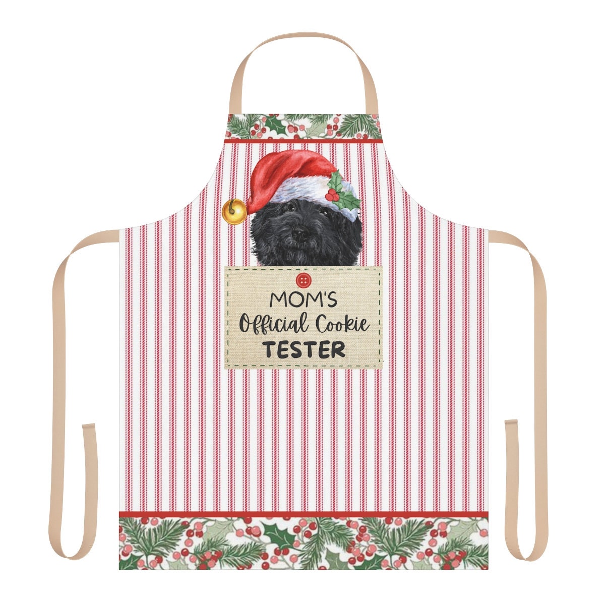 Black Doodle Dog Christmas Apron Gift - Boutique Style Apron, Doodle Mom Gift, Chef/Baker Apron,Goldendoodle, Labradoodle, Cavapoo