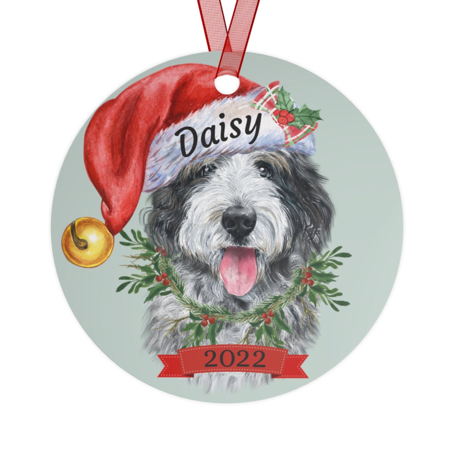 Sheepadoodle Christmas Ornament - Personalized Sheepadoodle, Aussiedoodle, Doodle Dog  Metal Ornament, Doodle Mom or Dad Git Idea