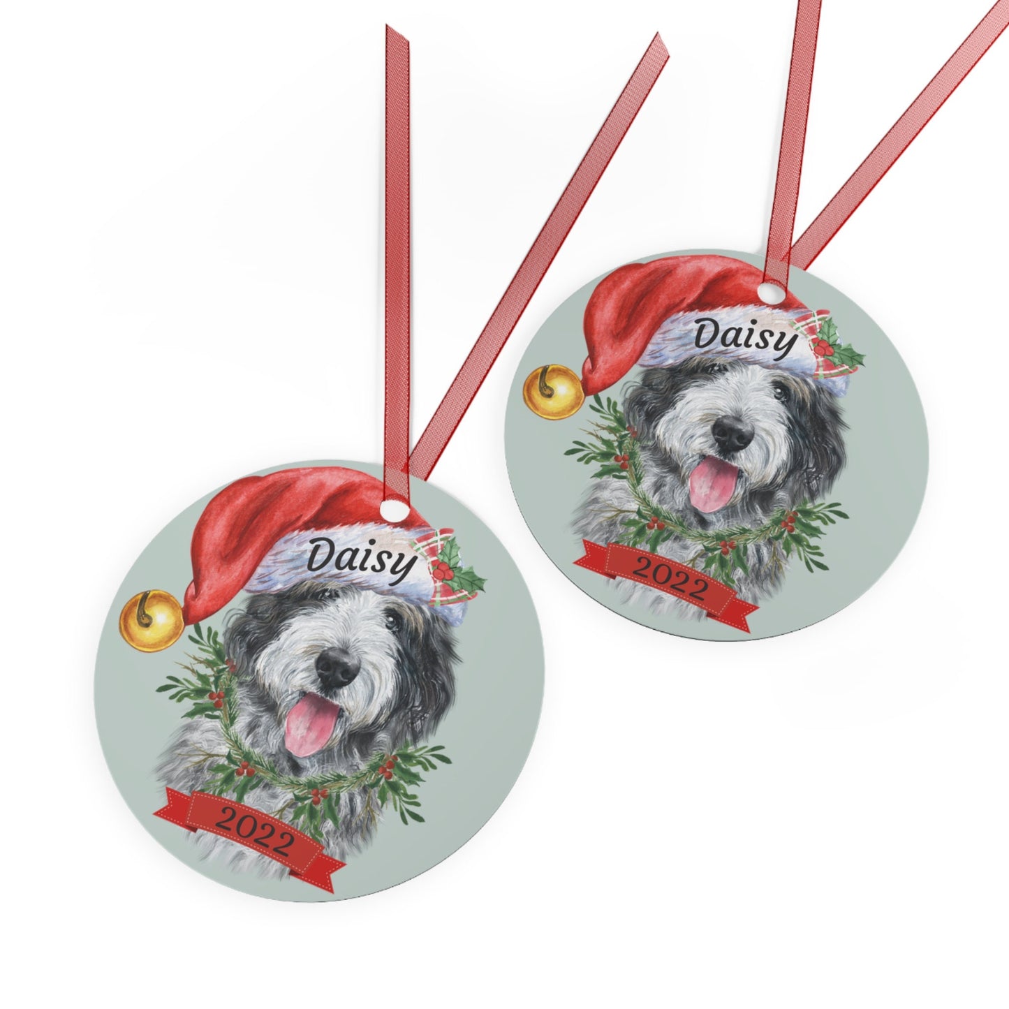 Sheepadoodle Christmas Ornament - Personalized Sheepadoodle, Aussiedoodle, Doodle Dog  Metal Ornament, Doodle Mom or Dad Git Idea