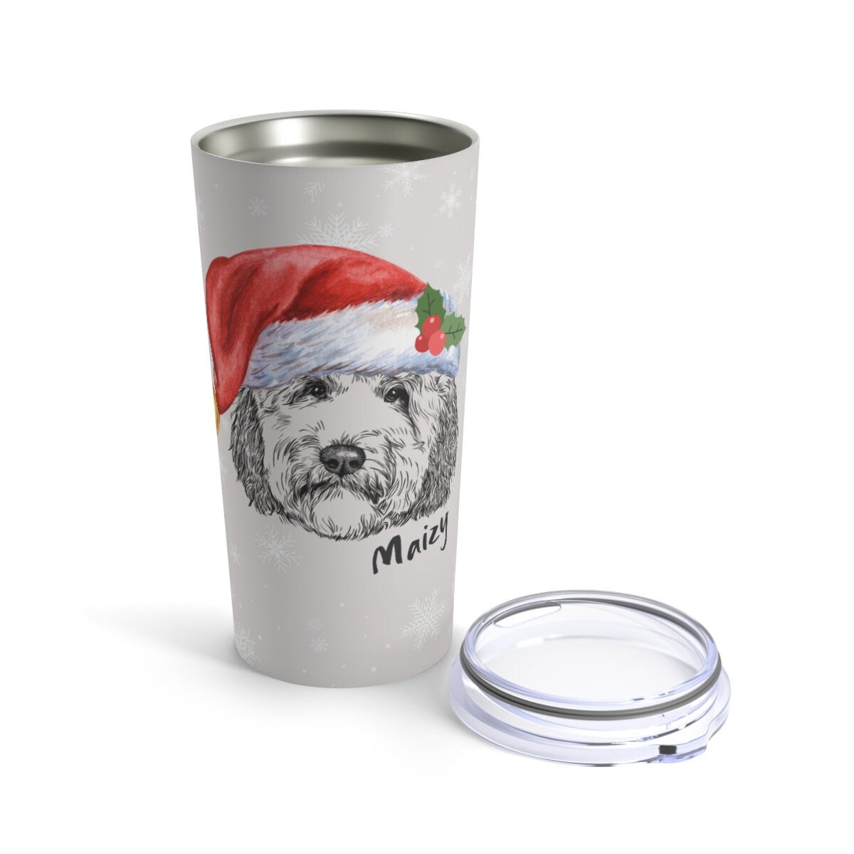 Personalized Santa Doodle Dog Gift Tumbler - Doodle Lover  Mom and Dad Gift Idea, Doodle Travel Mug, 20oz