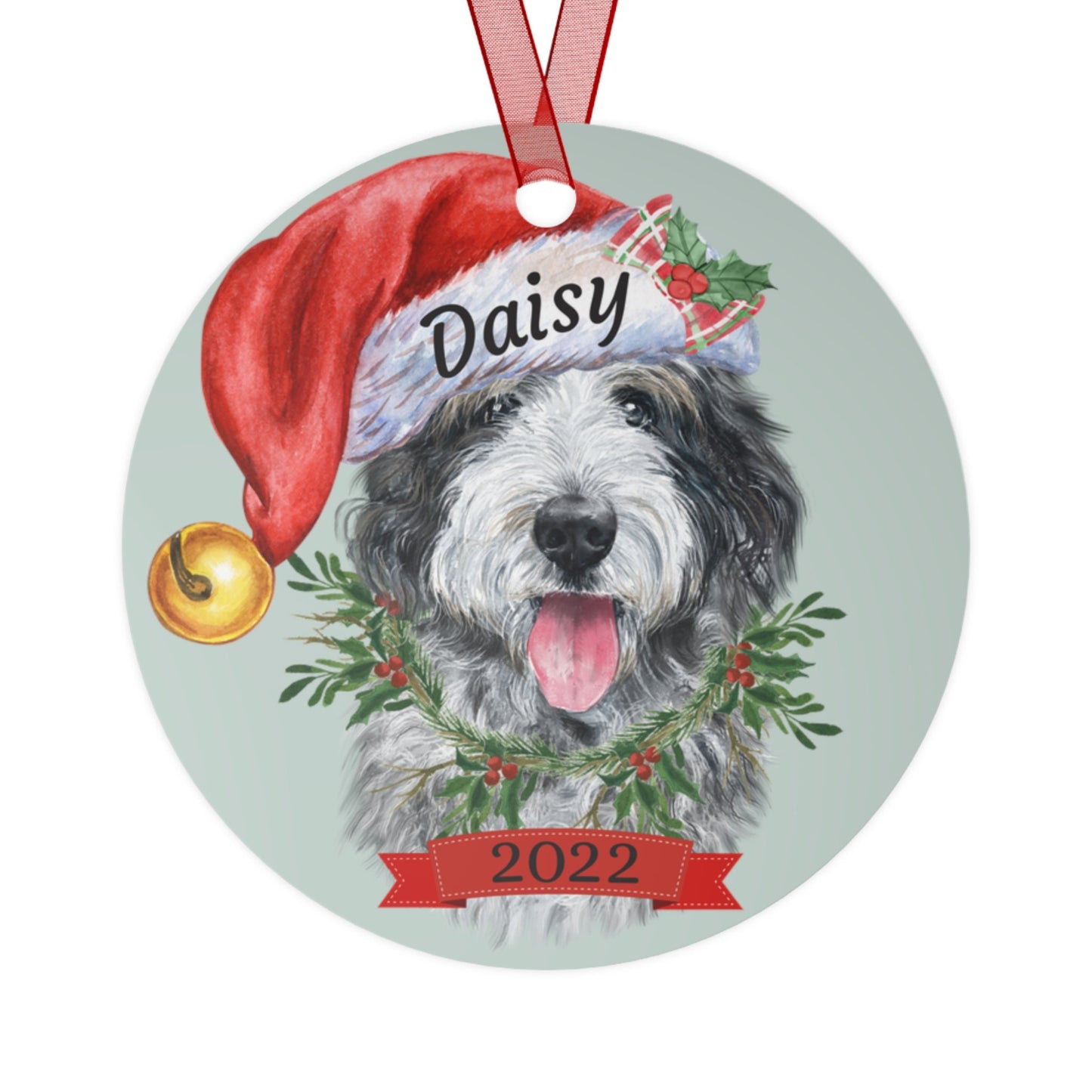 Sheepadoodle Christmas Ornament - Personalized Sheepadoodle, Aussiedoodle, Doodle Dog  Metal Ornament, Doodle Mom or Dad Git Idea