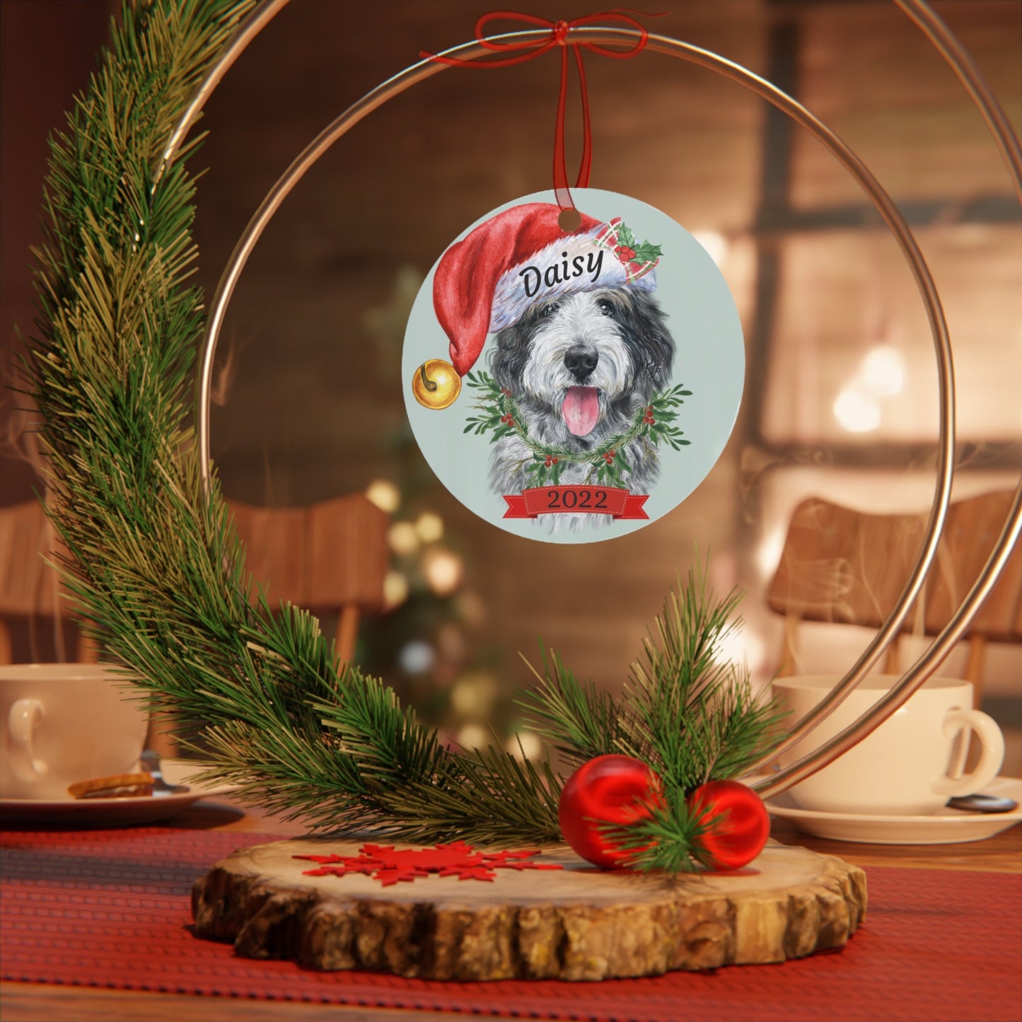 Sheepadoodle Christmas Ornament - Personalized Sheepadoodle, Aussiedoodle, Doodle Dog  Metal Ornament, Doodle Mom or Dad Git Idea