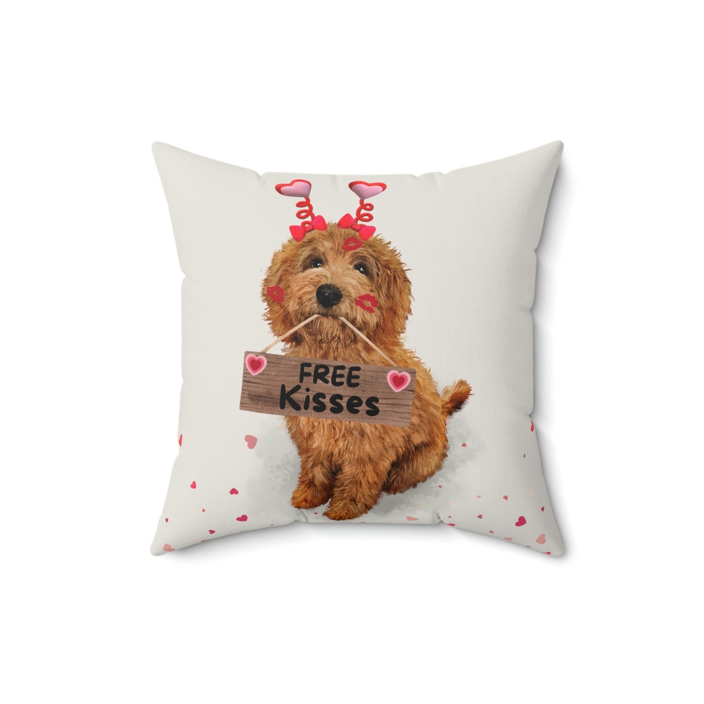 Apricot/red Doodle Valentine's Day Pillow - Boutique Style Valentine Gift for Doodle Dog Mom or Doodle Lover, Choose From Doodle G