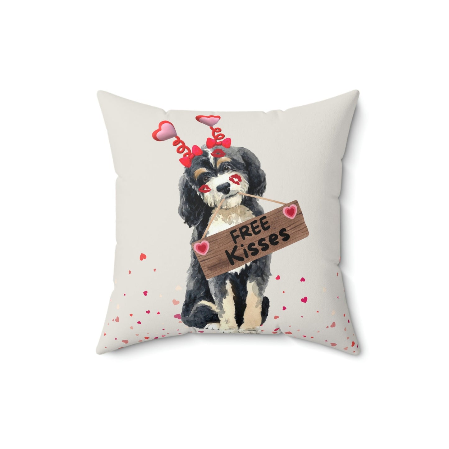 Bernedoodle Valentine's Day Pillow - Boutique Style Valentine Gift for Doodle Dog Mom or Doodle Lover, Choose Boy or Girl