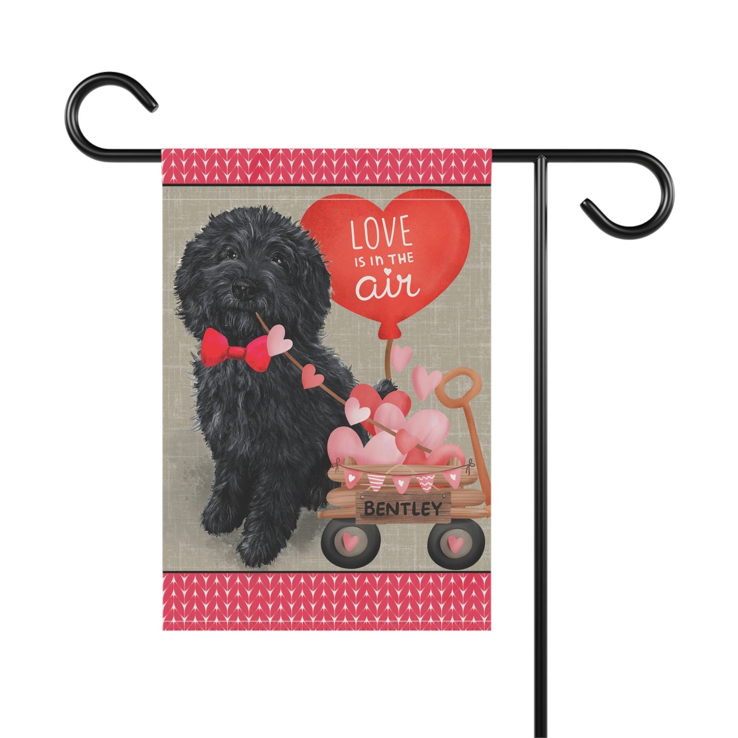 Black Doodle Dog (BOY)Valentine Garden Flag - Doodle Mom & Dad Gift, Double-sided Garden Flag, Stand Not Included, May Add Persona