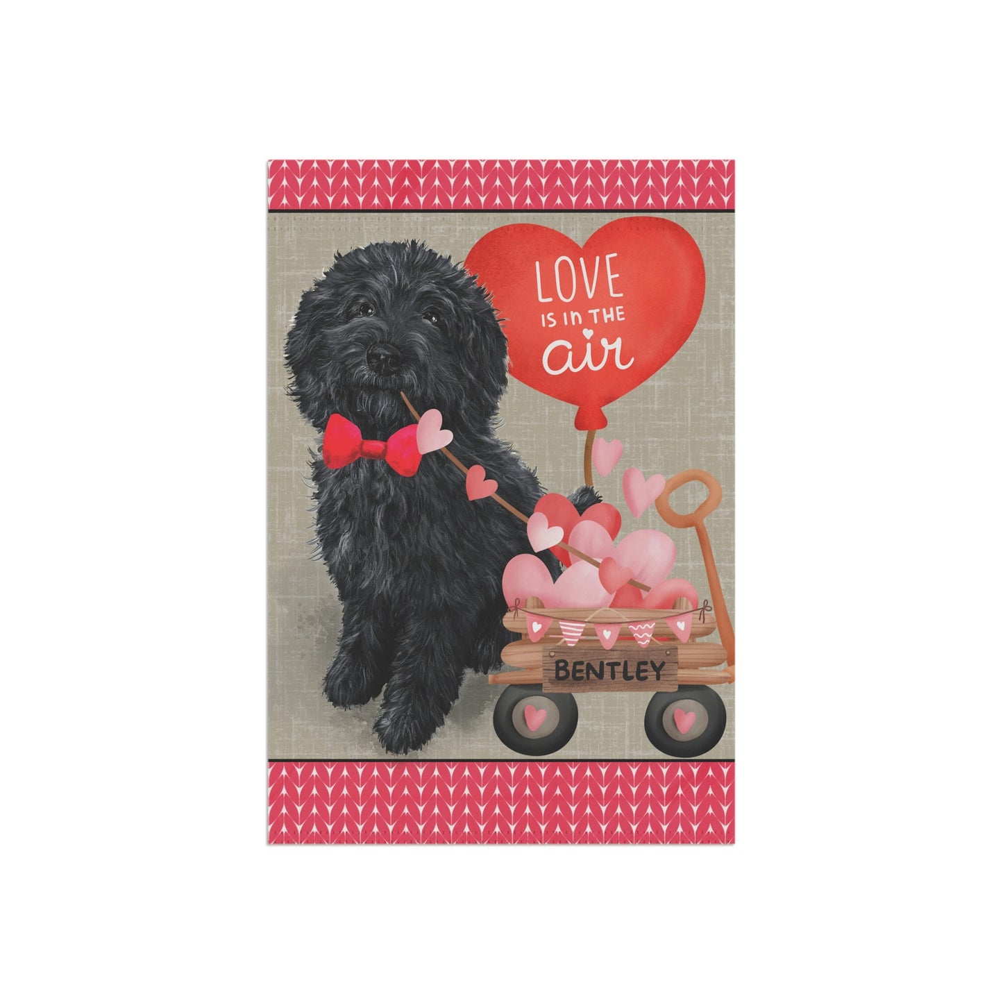 Black Doodle Dog (BOY)Valentine Garden Flag - Doodle Mom & Dad Gift, Double-sided Garden Flag, Stand Not Included, May Add Persona