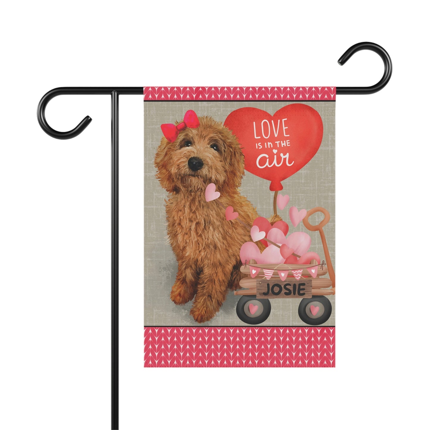 Personalized Apricot Red Doodle Dog (GIRL)Valentine Garden Flag - Doodle Mom & Dad Gift, Double-sided Garden Flag, Stand Not Inlud