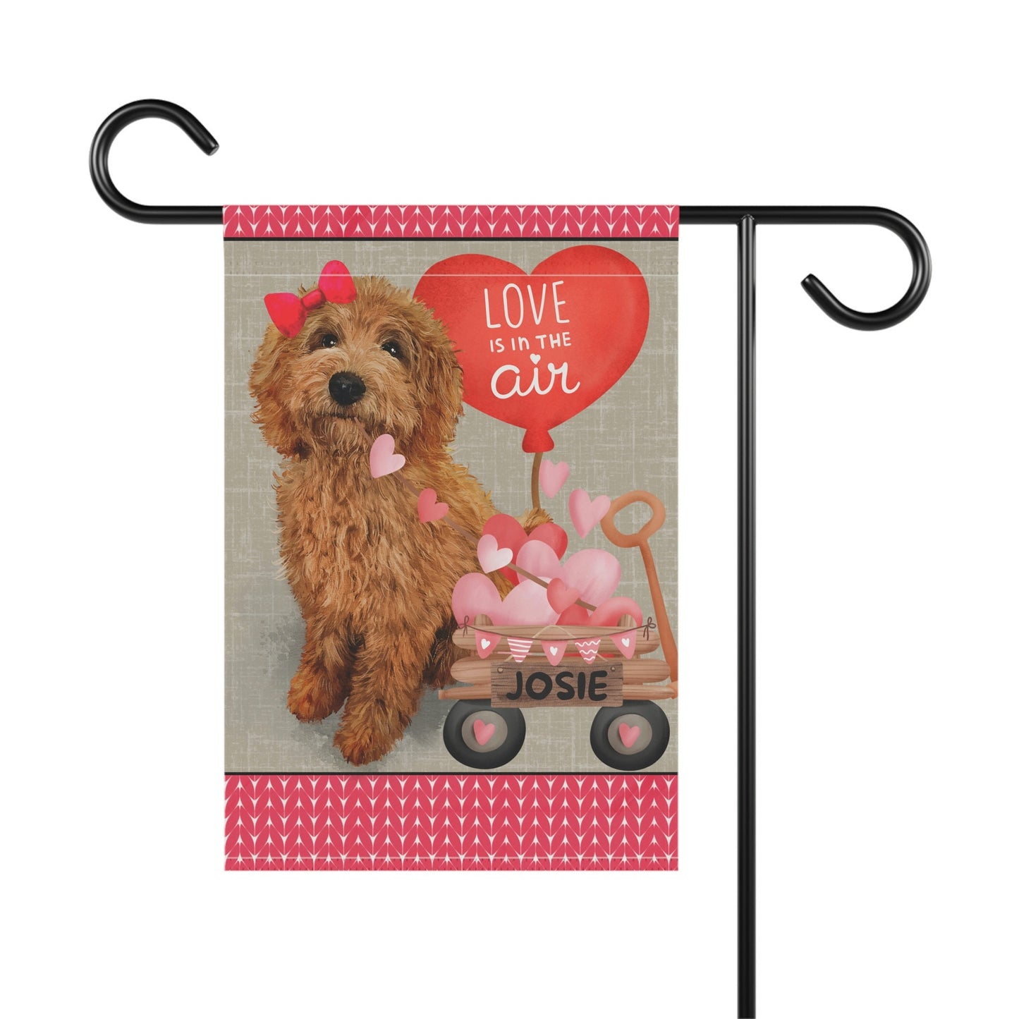 Personalized Apricot Red Doodle Dog (GIRL)Valentine Garden Flag - Doodle Mom & Dad Gift, Double-sided Garden Flag, Stand Not Inlud