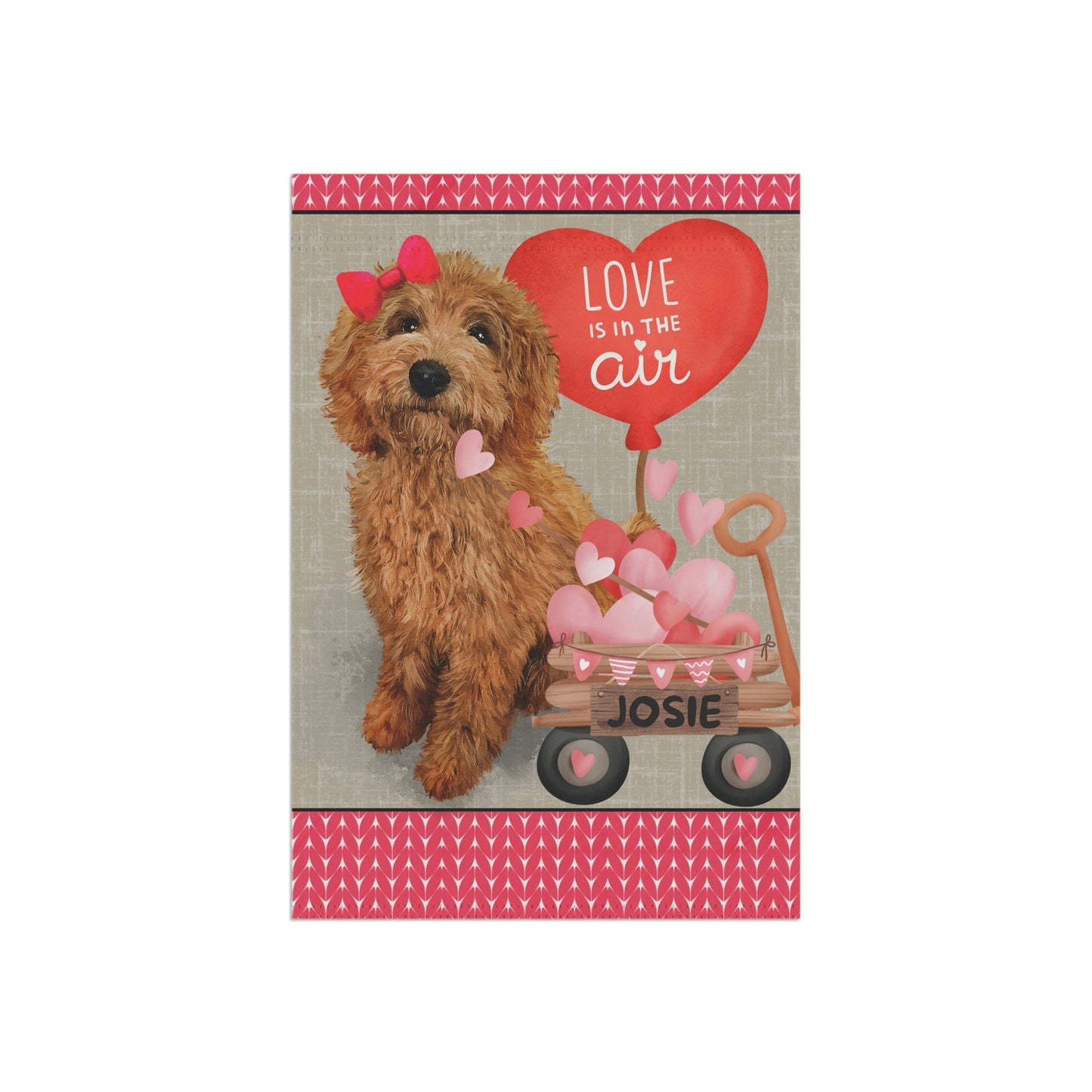 Personalized Apricot Red Doodle Dog (GIRL)Valentine Garden Flag - Doodle Mom & Dad Gift, Double-sided Garden Flag, Stand Not Inlud