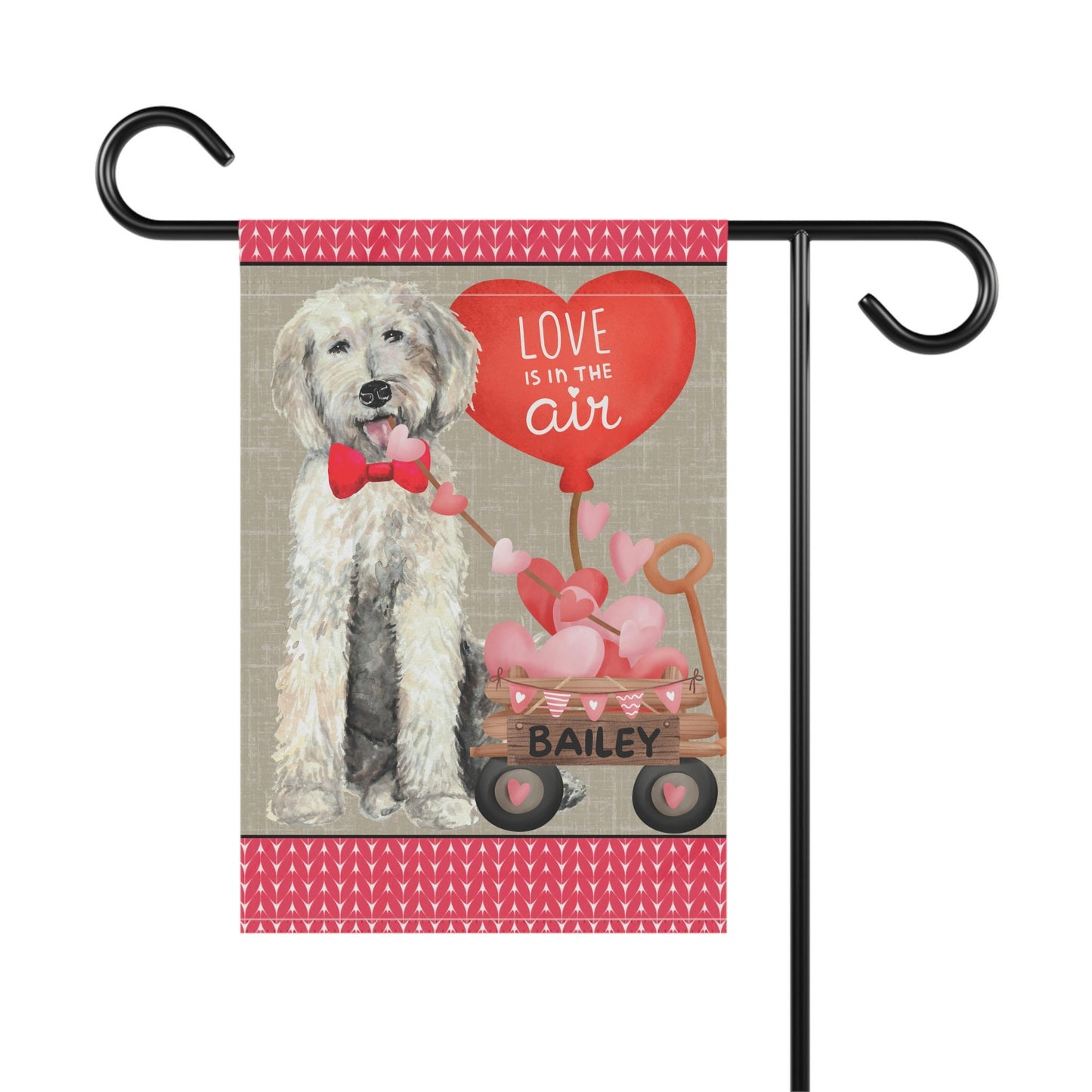 Personalized Goldendoodle - Labradoodle, Doodle Valentine Flag, Doodle Mom/Dad Gift, Double-sided Flag, Stand Not Included