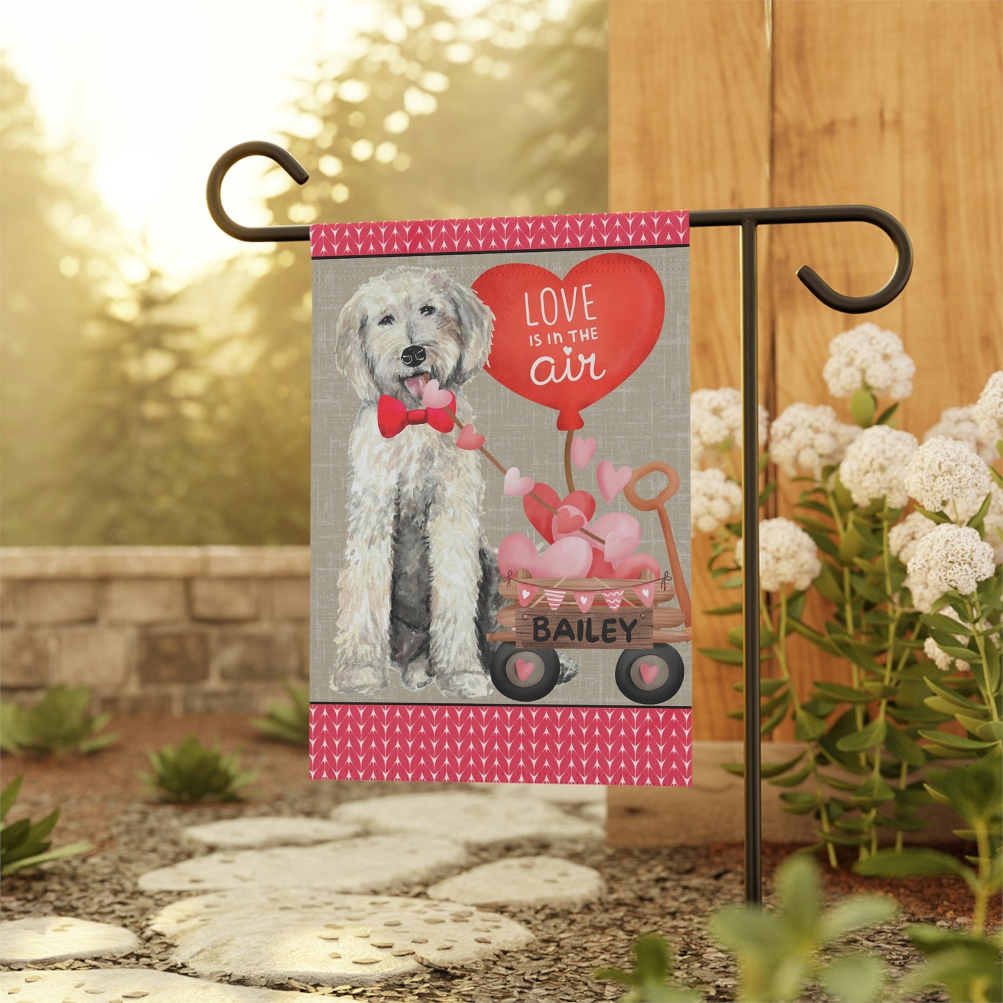 Personalized Goldendoodle - Labradoodle, Doodle Valentine Flag, Doodle Mom/Dad Gift, Double-sided Flag, Stand Not Included