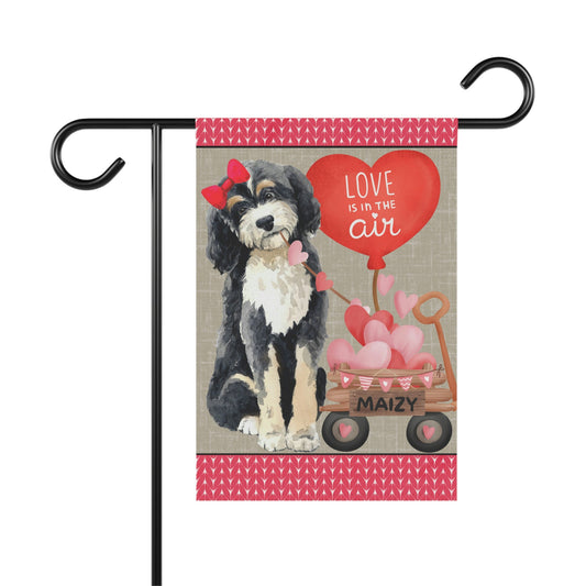 Personalized Bernedoodle Dog (GIRL)Valentine Garden Flag - Fun Gift for Doodle Moms & Dads, Double-sided Garden Flag, Stand Not In