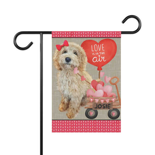 Personalized Blonde Labradoodle - Goldendoodle, Doodle (GIRL)Valentine Garden Flag, Doodle Mom Dad Gift, Double-sided, Stand Not I