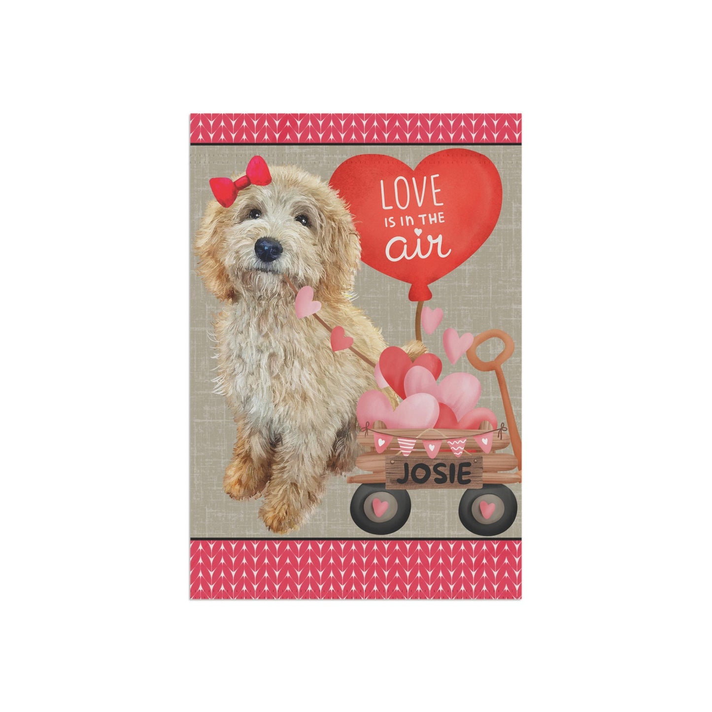 Personalized Blonde Labradoodle - Goldendoodle, Doodle (GIRL)Valentine Garden Flag, Doodle Mom Dad Gift, Double-sided, Stand Not I