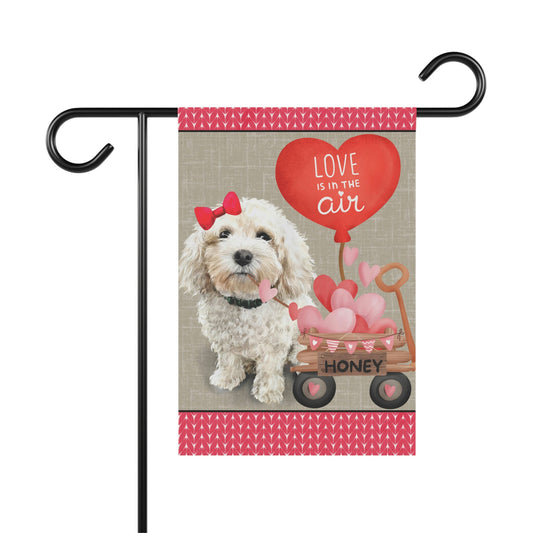 Personalized Cavapoo - Maltipoo, Mini Doodle (GIRL)Valentine Garden Flag, Doodle Mom Dad Gift, Double-sided, Stand Not Included