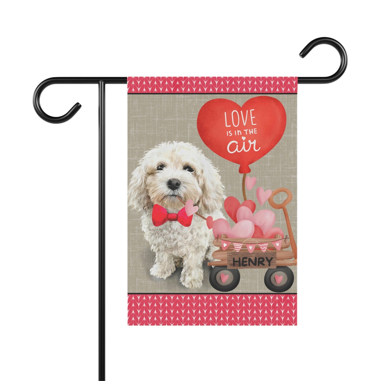 Personalized Cavapoo - Maltipoo, Mini Doodle (BOY)Valentine Garden Flag, Doodle Mom Dad Gift, Double-sided, Stand Not Included