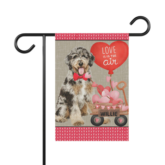 Personalized Merle Doodle Dog (BOY)Valentine Garden Flag - Fun Gift for Doodle Moms & Dads, Double-sided Garden Flag, Stand Not In