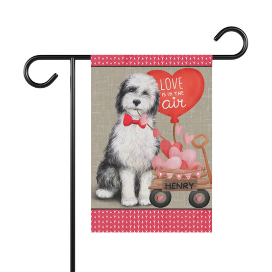 Personalized Sheepadoodle Dog (BOY)Valentine Garden Flag - Fun Gift for Doodle Moms & Dads, Double-sided Garden Flag, Stand Not In