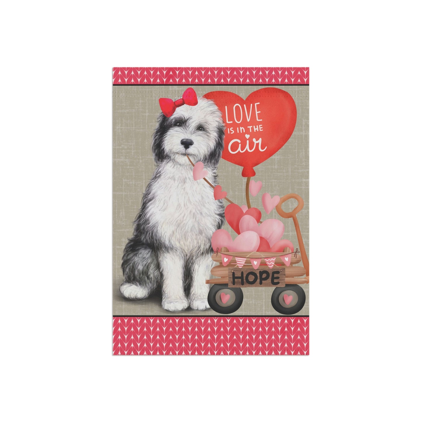 Personalized Sheepadoodle Dog (GIRL)Valentine Garden Flag - Fun Gift for Doodle Moms & Dads, Double-sided Garden Flag, Stand Not I