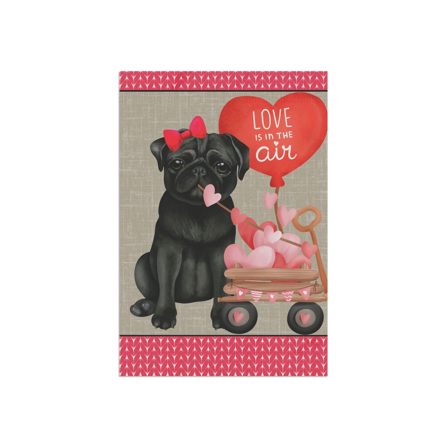 Personalized Black Pug Dog (GIRL)Valentine Garden Flag - Fun Gift for Pug Moms & Dads, Double-sided Garden Flag, Stand Not Include