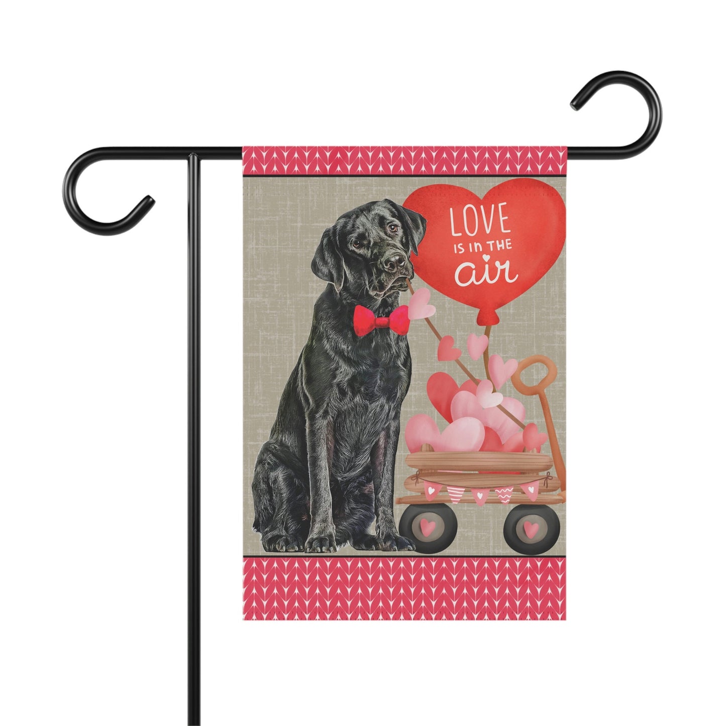 Personalized Black Labrador Retriever (boy) Valentine Garden Flag - Labrador Retriever  Mom or Dad Gift, Double-sided, Stand Not I