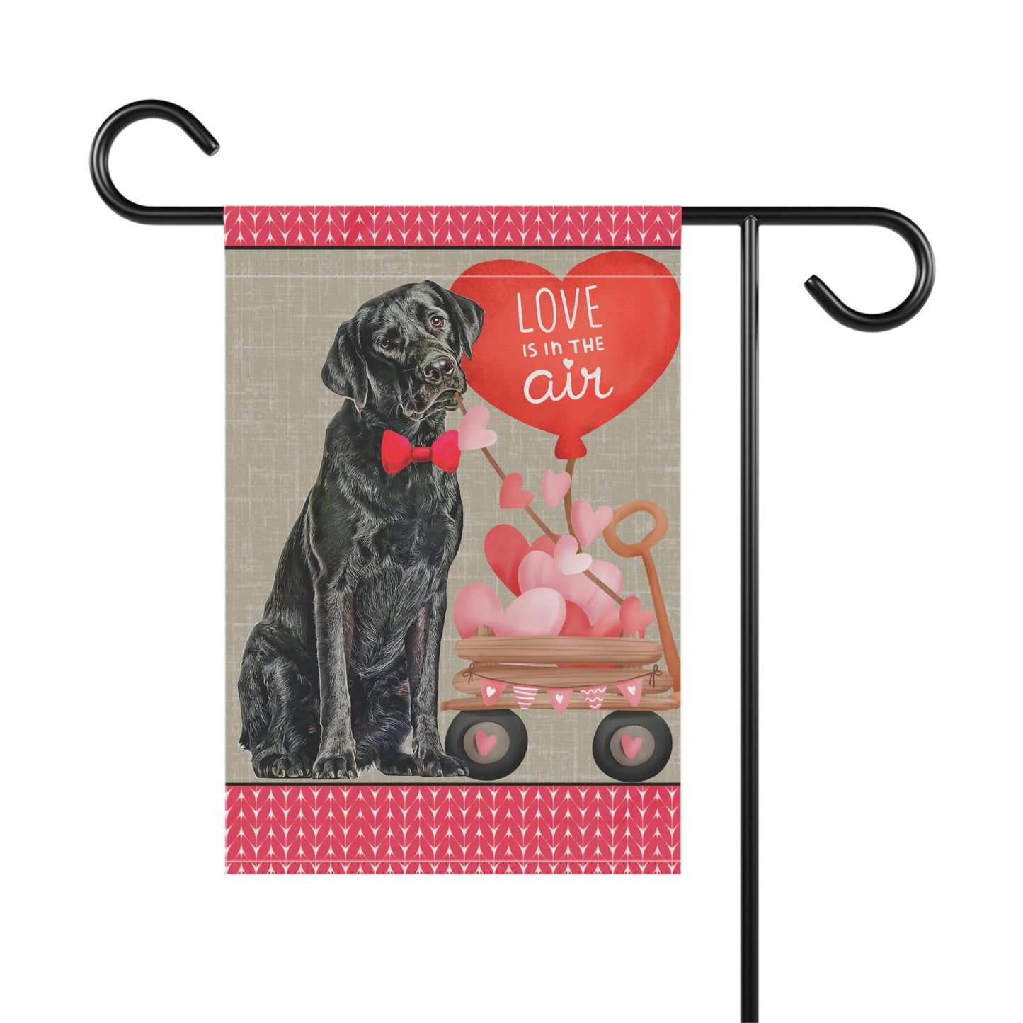 Personalized Black Labrador Retriever (boy) Valentine Garden Flag - Labrador Retriever  Mom or Dad Gift, Double-sided, Stand Not I