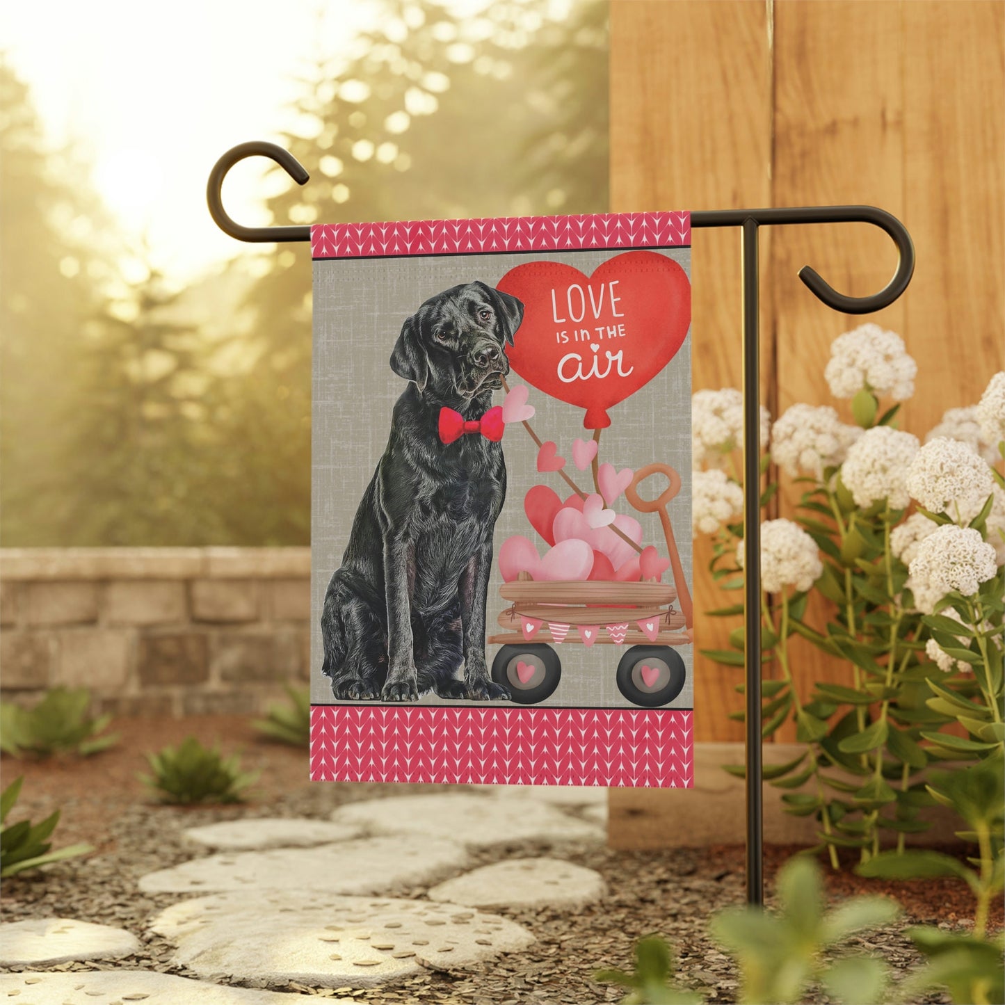 Personalized Black Labrador Retriever (boy) Valentine Garden Flag - Labrador Retriever  Mom or Dad Gift, Double-sided, Stand Not I