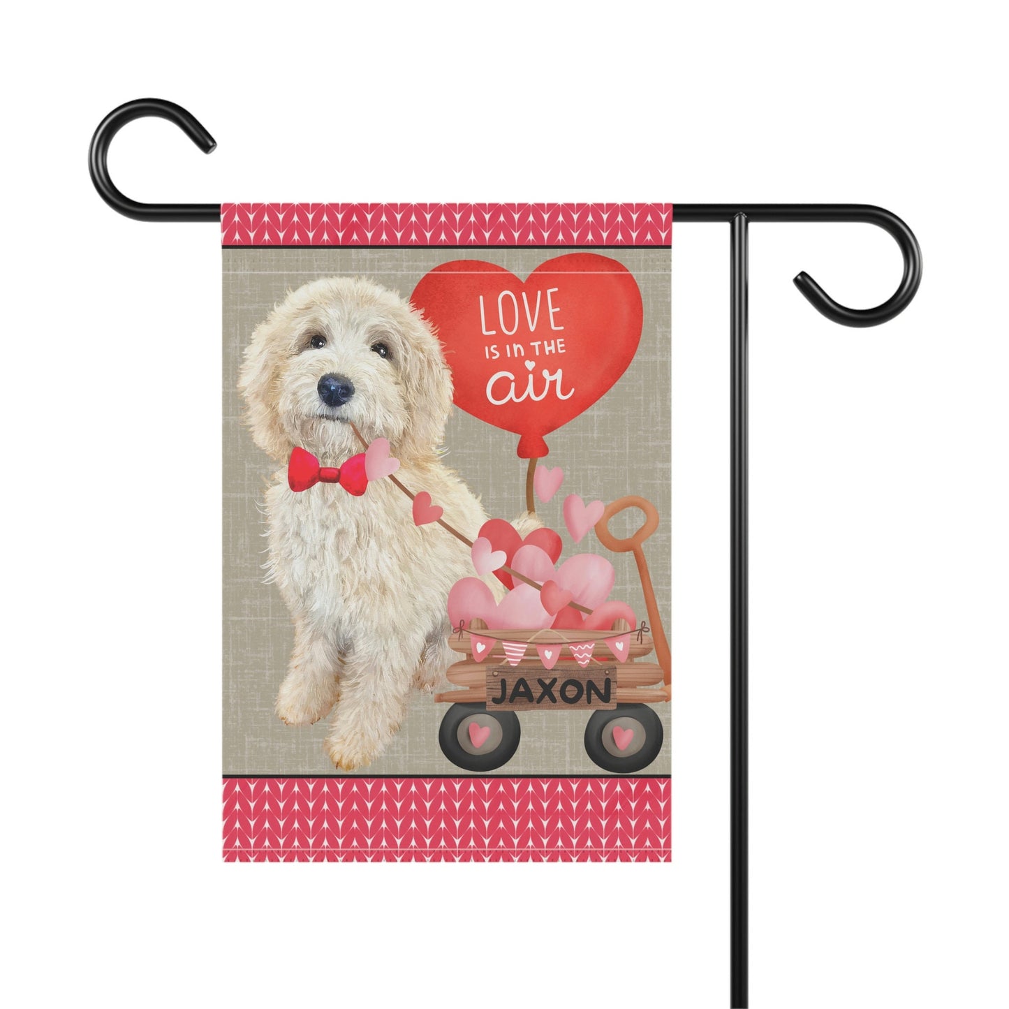 Personalized Light Blonde Doodle Dog (BOY)Valentine Garden Flag - Doodle Mom & Dad Gift, Double-sided Garden Flag, Stand Not Inclu