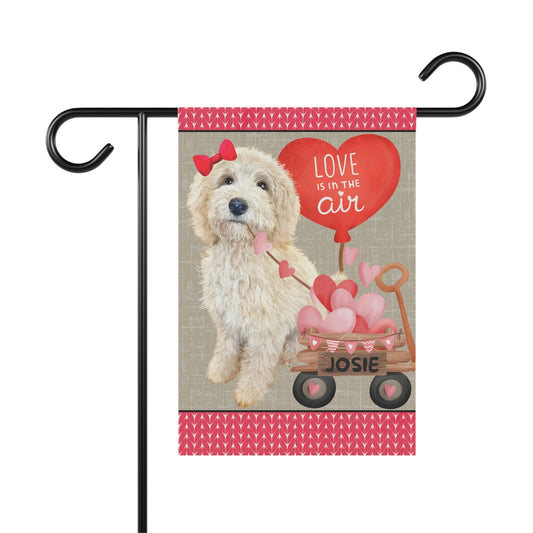 Personalized Light Blonde Doodle Dog (GIRL)Valentine Garden Flag - Doodle Mom & Dad Gift, Double-sided Garden Flag, Stand Not Inlu