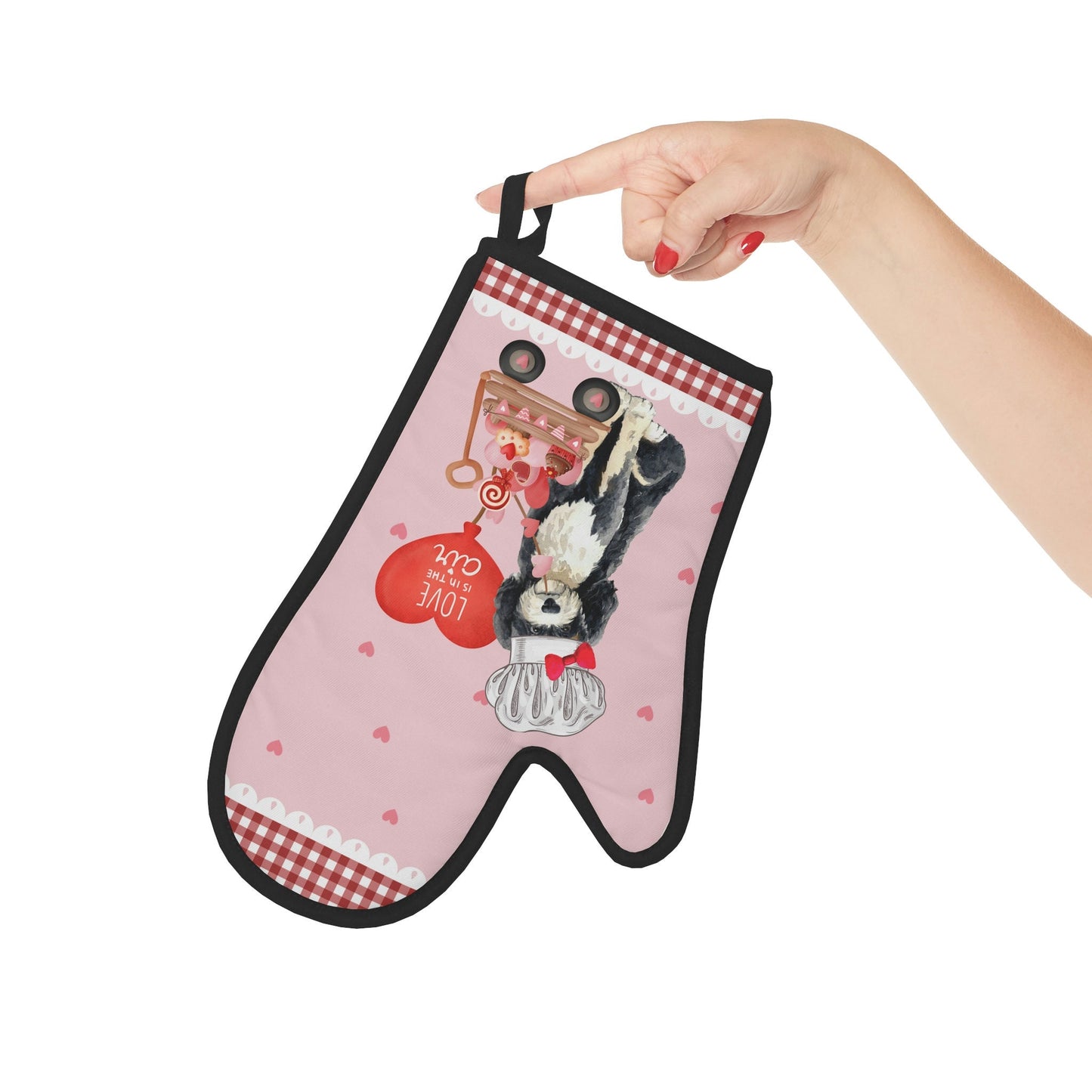 Bernedoodle Valentine Oven Mitt and Pot Holder - Perfect Valentine Gift for Bernedoodle Mom or Dad, Doodle Kitchen Decor