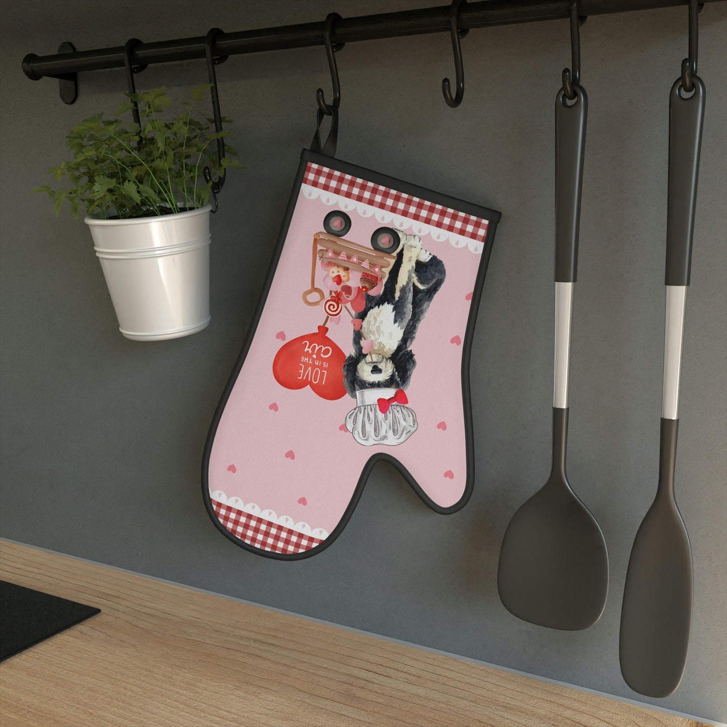 Bernedoodle Valentine Oven Mitt and Pot Holder - Perfect Valentine Gift for Bernedoodle Mom or Dad, Doodle Kitchen Decor