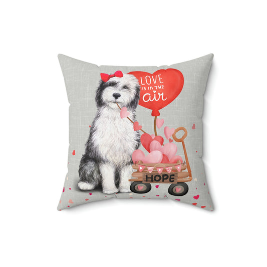 Personalized Sheepadoodle (GIRL)Valentine's Day Pillow - Boutique Style Valentine Gift for Doodle Dog Mom or Doodle Lover, Pillow