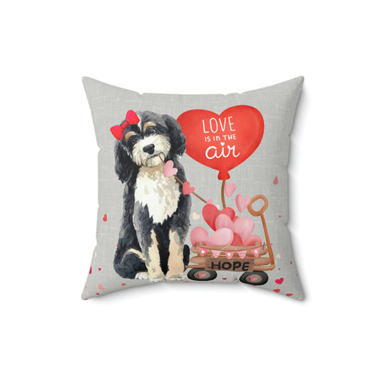 Personalized Bernedoodle (GIRL)Valentine's Day Pillow - Boutique Style Valentine Gift for Doodle Dog Mom or Doodle Lover, Pillow A