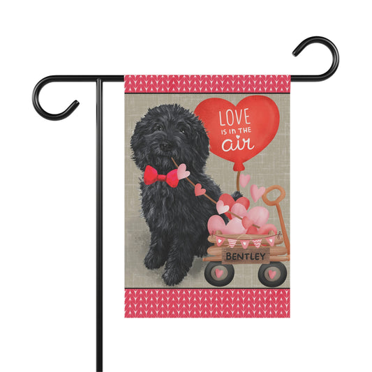 Black Doodle Dog (BOY)Valentine Garden Flag - Doodle Mom & Dad Gift, Double-sided Garden Flag, Stand Not Included, May Add Persona