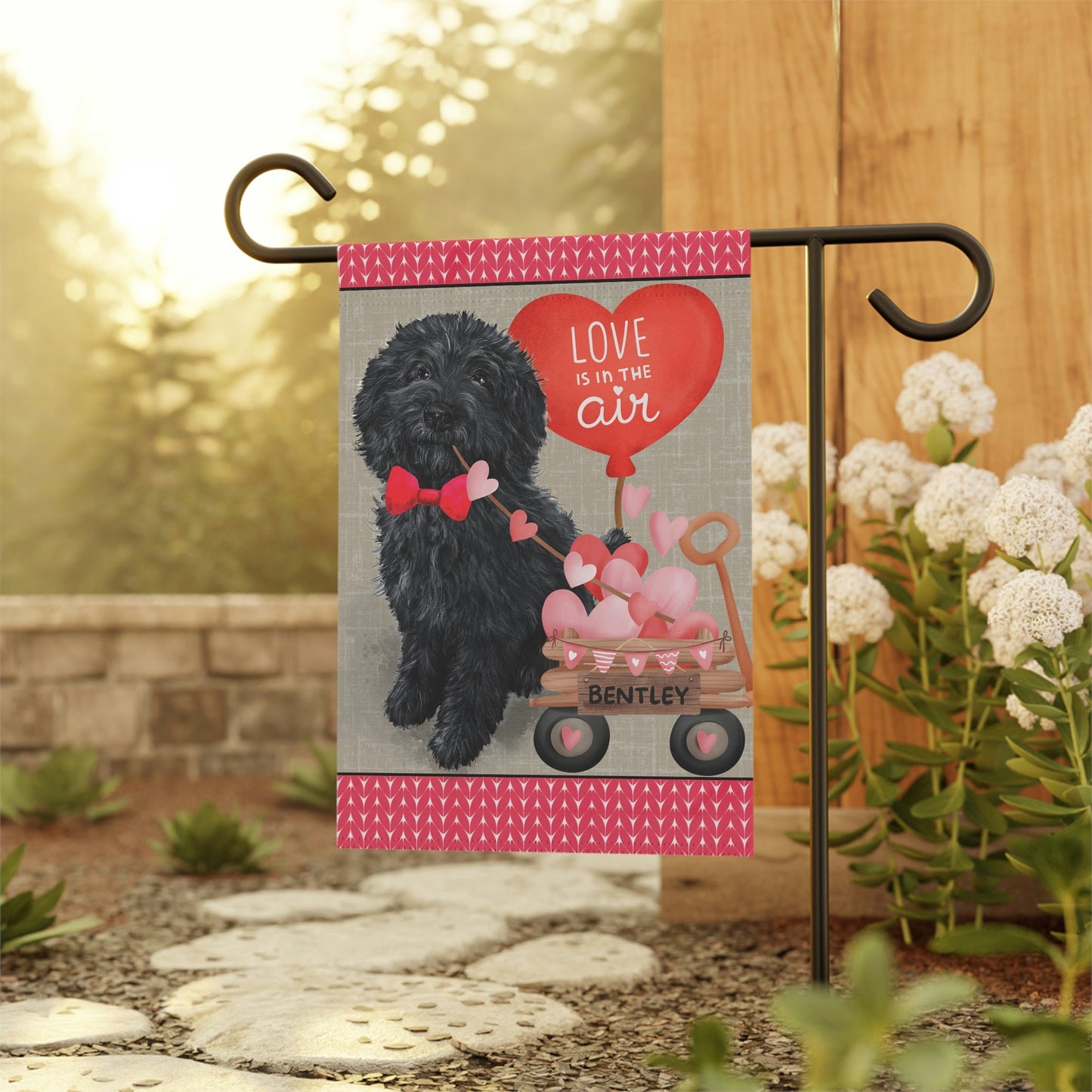 Black Doodle Dog (BOY)Valentine Garden Flag - Doodle Mom & Dad Gift, Double-sided Garden Flag, Stand Not Included, May Add Persona