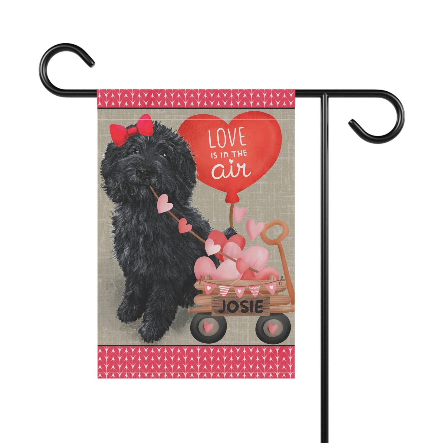 Personalized Black Doodle Dog (GIRL)Valentine Garden Flag - Doodle Mom & Dad Gift, Double-sided Garden Flag, Stand Not Included,