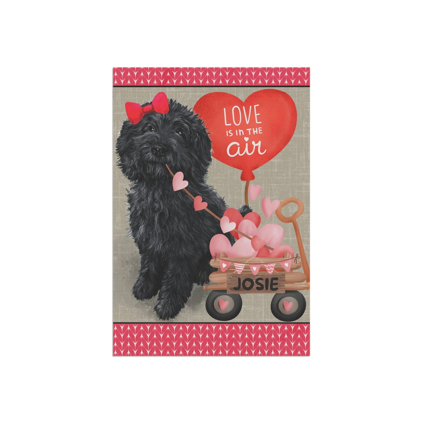 Personalized Black Doodle Dog (GIRL)Valentine Garden Flag - Doodle Mom & Dad Gift, Double-sided Garden Flag, Stand Not Included,