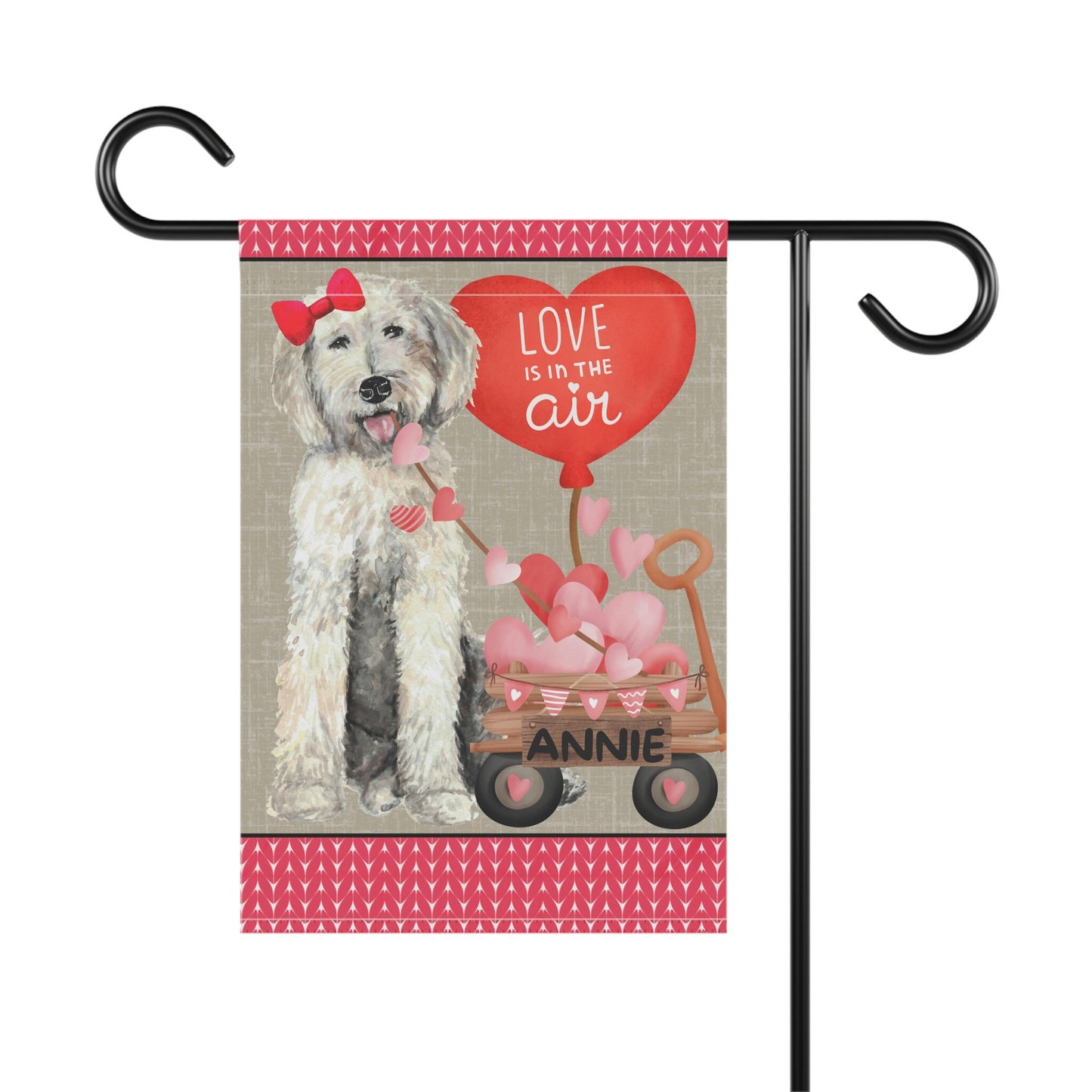 Personalized Doodle Dog (GIRL)Valentine Garden Flag - Goldendoodle, Labradoodle Mom & Dad Gift, Double-sided Garden Flag, Stand No