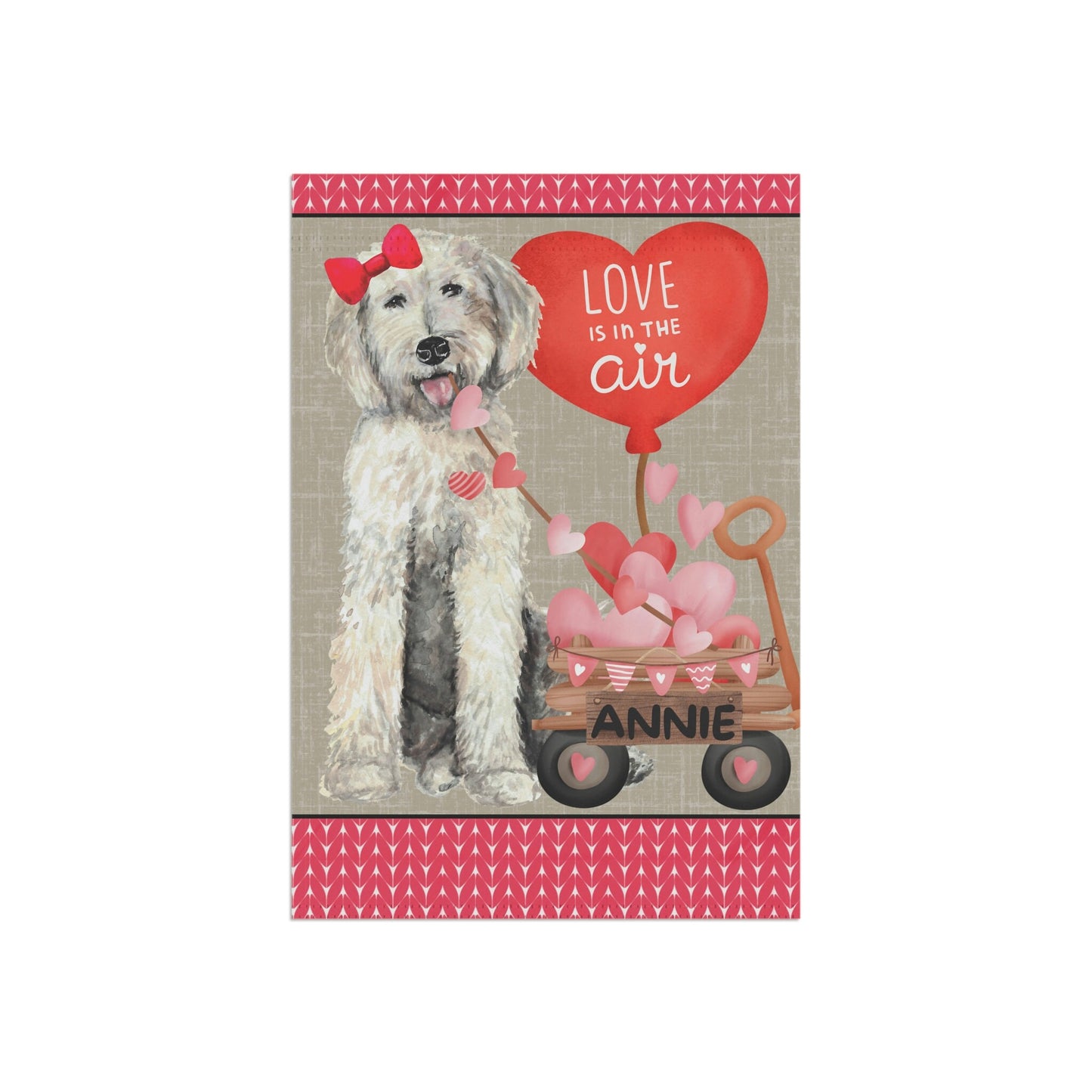 Personalized Doodle Dog (GIRL)Valentine Garden Flag - Goldendoodle, Labradoodle Mom & Dad Gift, Double-sided Garden Flag, Stand No