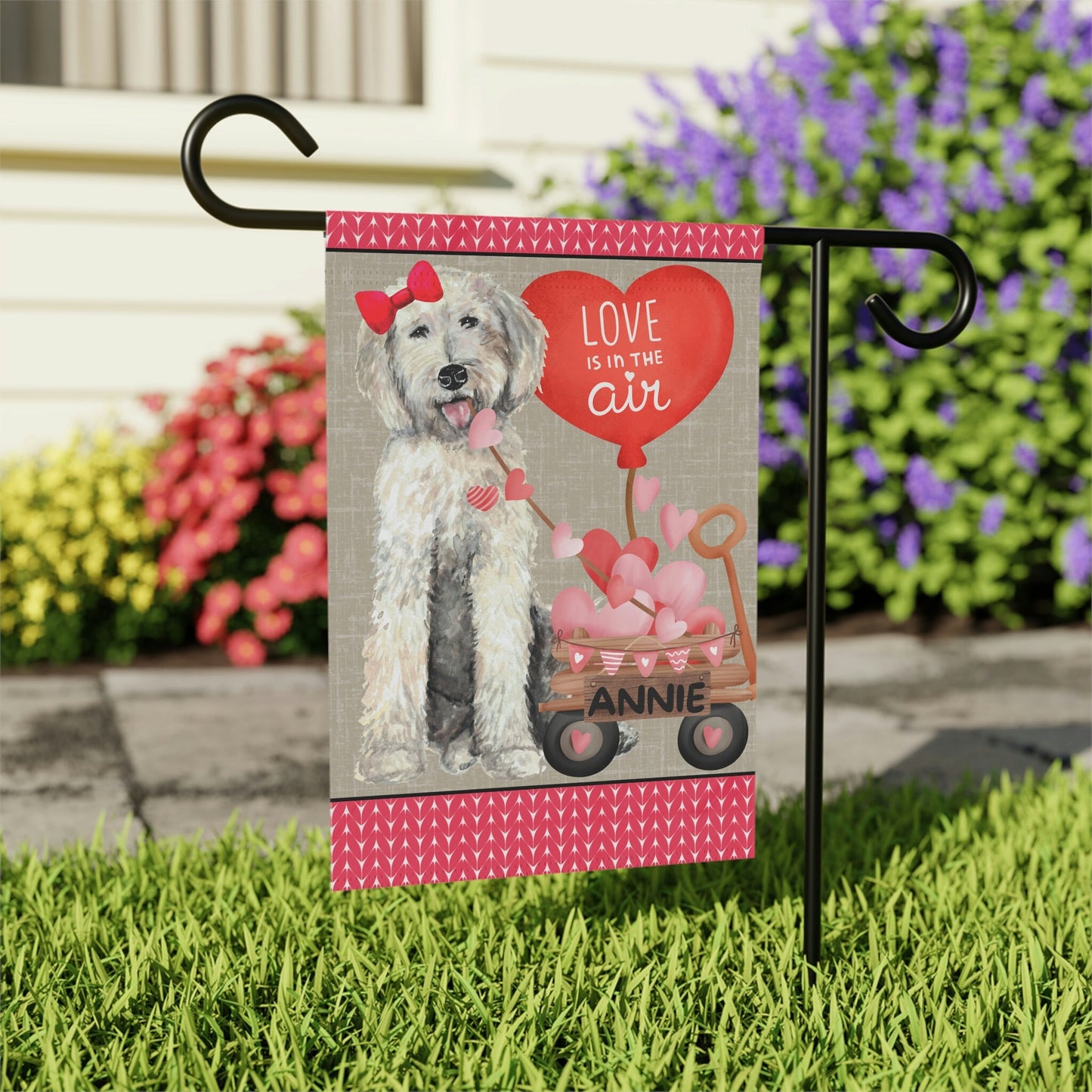 Personalized Doodle Dog (GIRL)Valentine Garden Flag - Goldendoodle, Labradoodle Mom & Dad Gift, Double-sided Garden Flag, Stand No