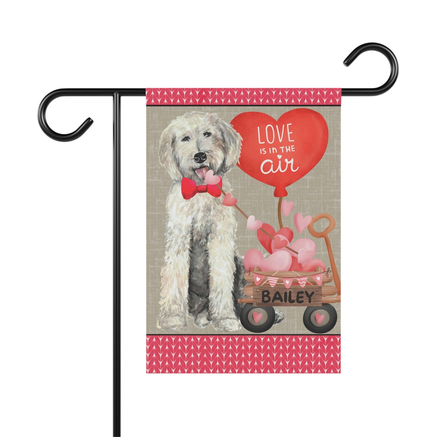 Personalized Goldendoodle - Labradoodle, Doodle Valentine Flag, Doodle Mom/Dad Gift, Double-sided Flag, Stand Not Included