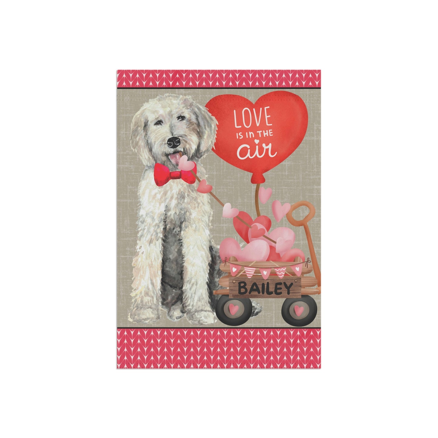 Personalized Goldendoodle - Labradoodle, Doodle Valentine Flag, Doodle Mom/Dad Gift, Double-sided Flag, Stand Not Included