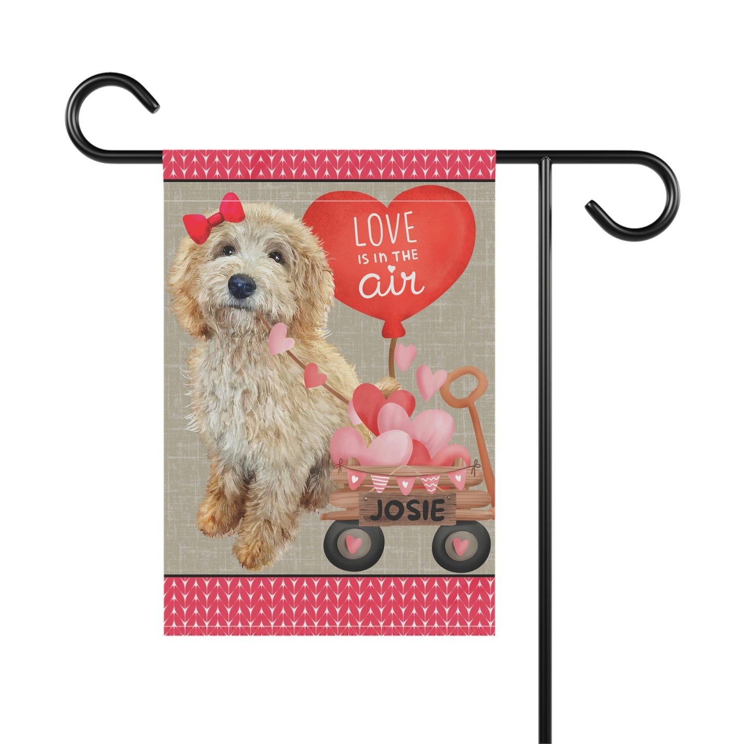 Personalized Blonde Labradoodle - Goldendoodle, Doodle (GIRL)Valentine Garden Flag, Doodle Mom Dad Gift, Double-sided, Stand Not I