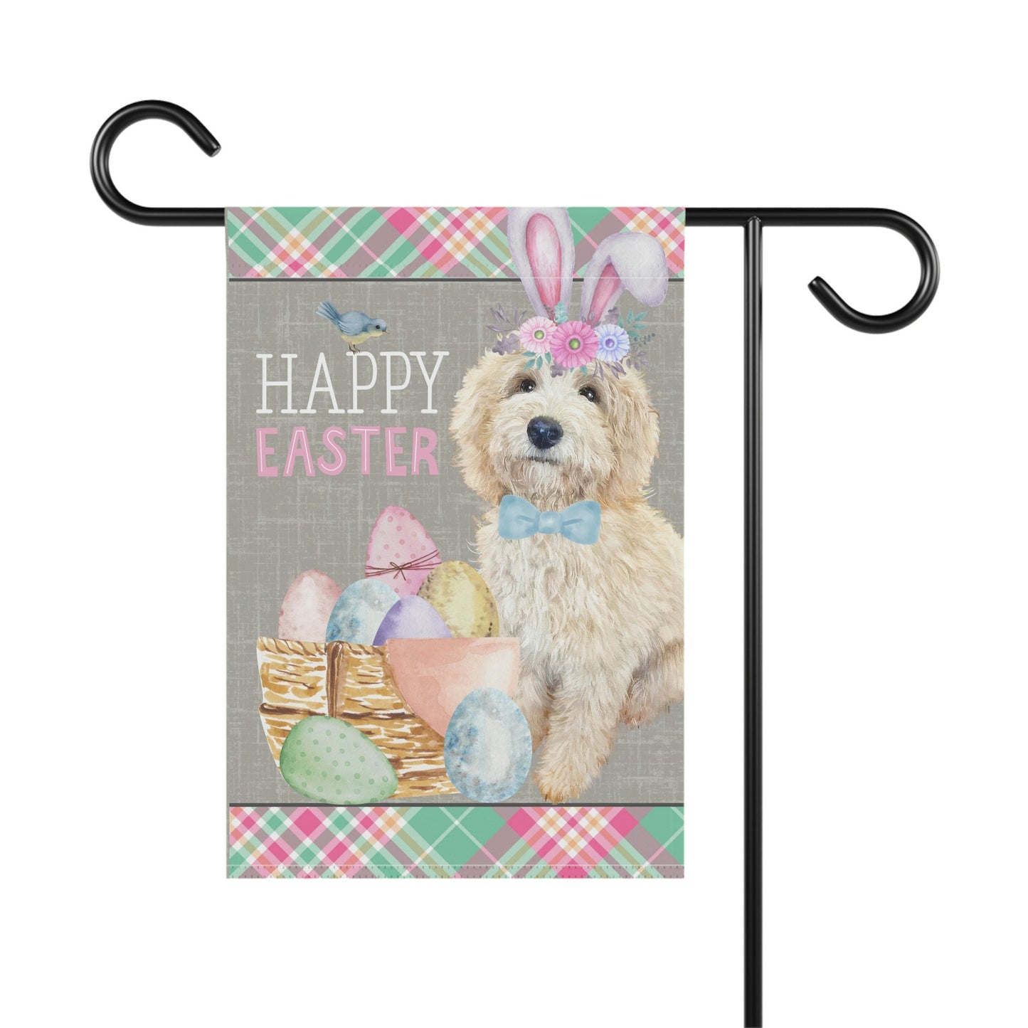 Light Blonde Doodle(BOY) Easter Garden Flag - Easter Gift for Doodle Moms & Dads, Double-sided Garden Flag, Stand Not Included