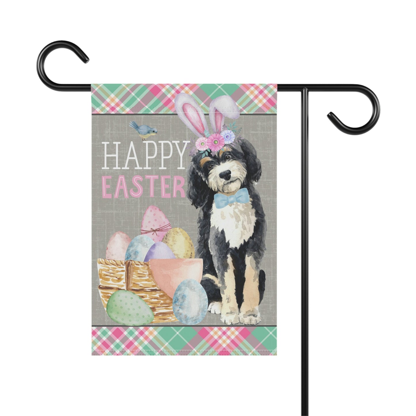 Bernedoodle(BOY) Easter Garden Flag - Fun Gift for Doodle Moms & Dads, Double-sided Garden Flag, Stand Not Included