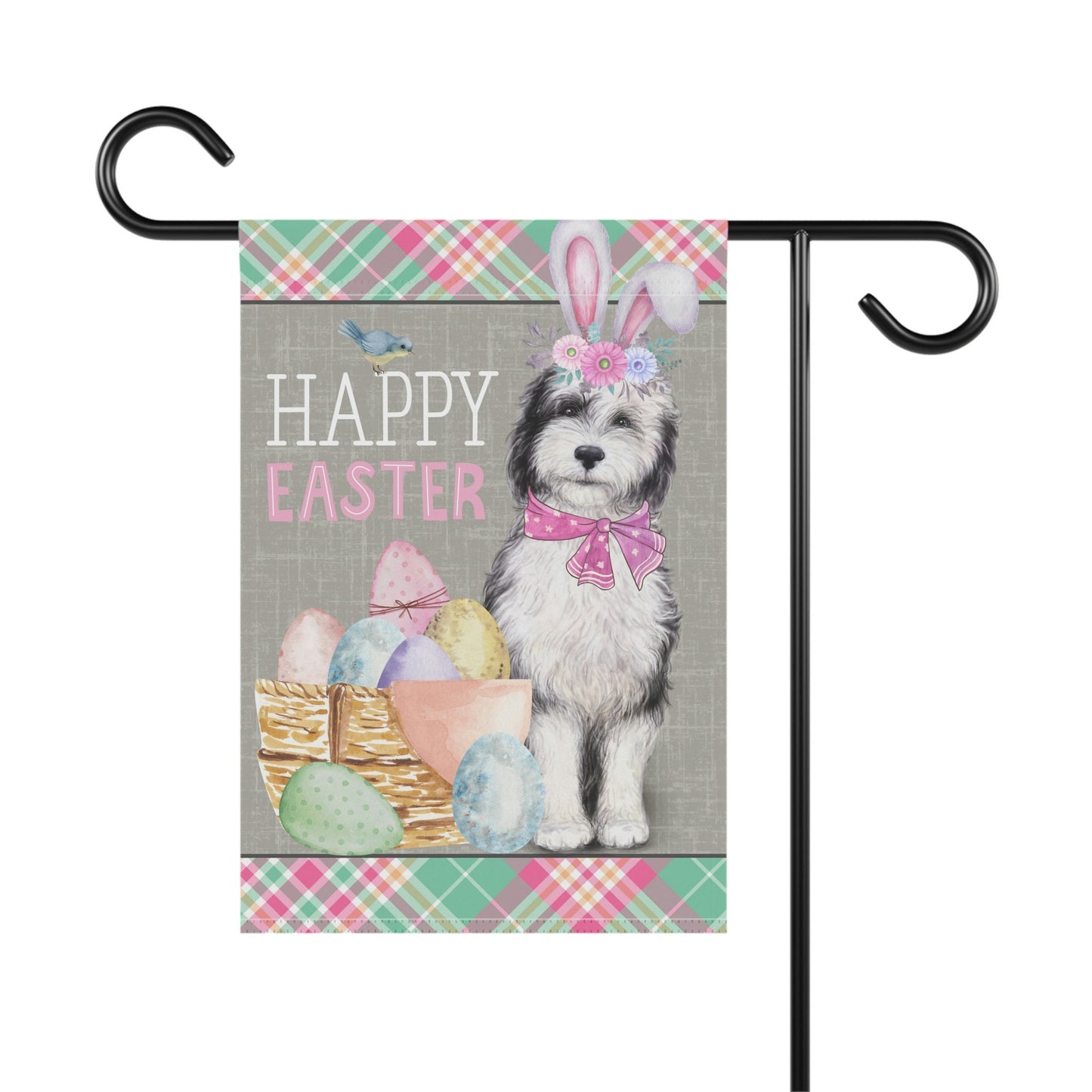 Sheepadoodle(GIRL) Easter Garden Flag - Doodle Mom & Dad Easter Gift, Double-sided Garden Flag, Stand Not Included