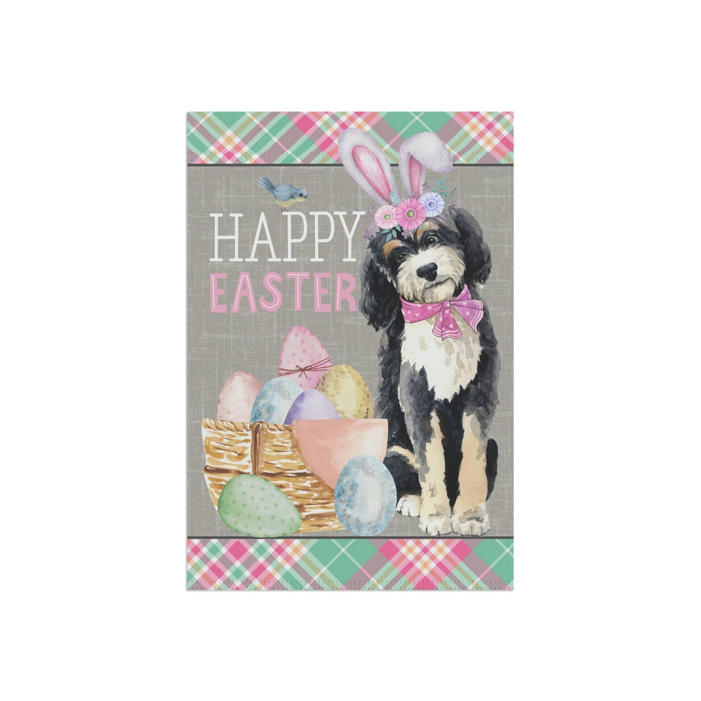 Bernedoodle(GIRL) Easter Garden Flag - Doodle Mom & Dads Easter Gift, Double-sided Garden Flag, Stand Not Included