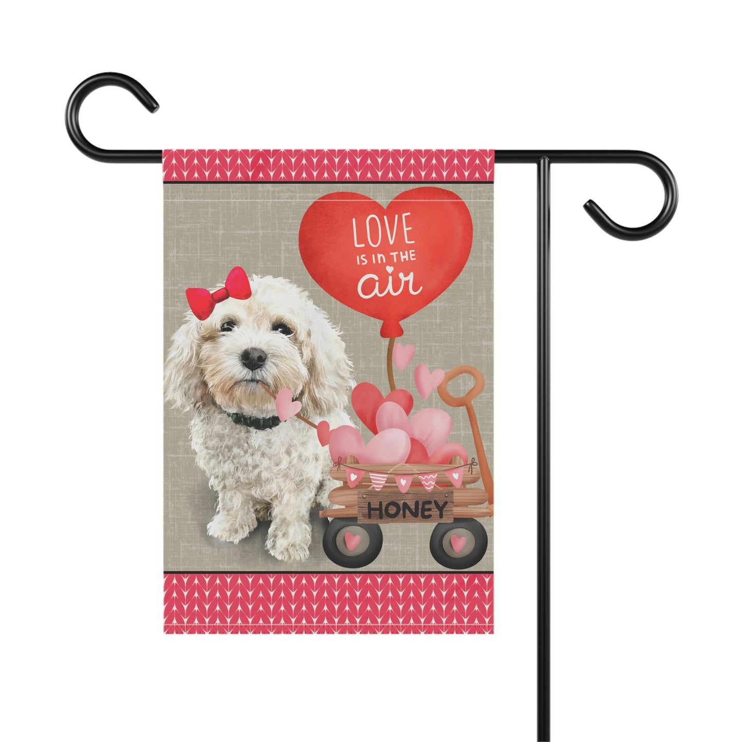 Personalized Cavapoo - Maltipoo, Mini Doodle (GIRL)Valentine Garden Flag, Doodle Mom Dad Gift, Double-sided, Stand Not Included