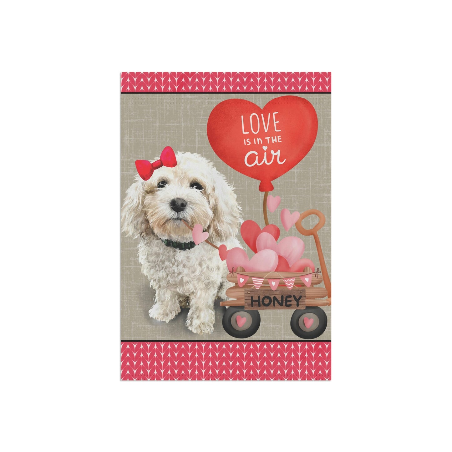 Personalized Cavapoo - Maltipoo, Mini Doodle (GIRL)Valentine Garden Flag, Doodle Mom Dad Gift, Double-sided, Stand Not Included